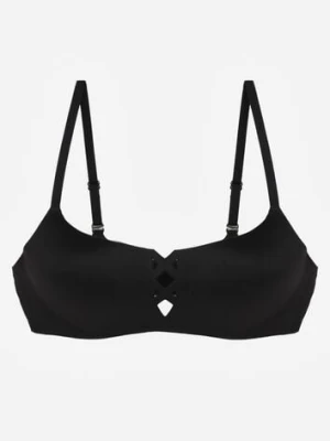 Czarny Biustonosz o Gładkim Wykończeniu z Imitacją Wiązania Azisene love magnolia