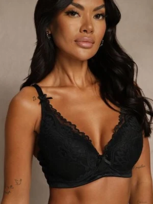 Czarny Biustonosz Ozdobiony Koronką i Kokardkami Sellene love magnolia