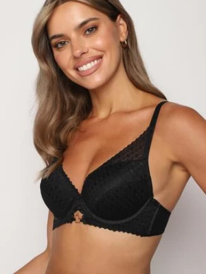 Czarny Biustonosz Typu Push-Up o Gładkim Wykończeniu Nansiala