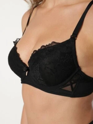 Czarny Biustonosz z Koronką i Kokardką Amirio love magnolia