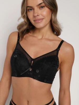 Czarny Biustonosz z Koronką i Transparentną Wstawką Heliphine love magnolia