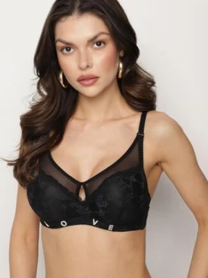 Czarny Biustonosz z Koronkowymi Zdobieniami i Odpinanymi Ramiączkami Renarra love magnolia