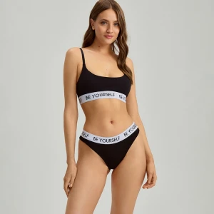 Czarny biustonosz z ozdobną taśmą House