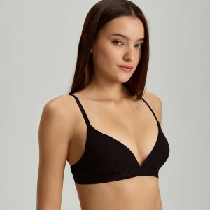 Czarny biustonosz z ozdobną taśmą House