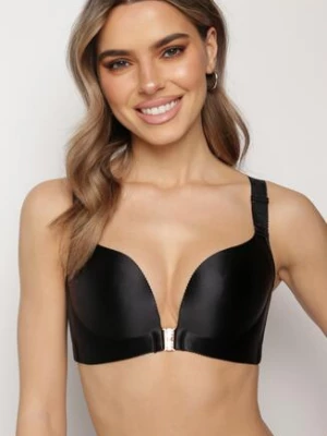 Czarny Biustonosz z Ozdobnym Tyłem z Koronki i Zapięciem z Cyrkoniami Glissa