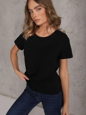Czarny Casualowy Bawełniany T-shirt Ilanira Ideal
