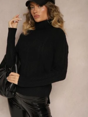 Czarny Casualowy Golf z Wiskozą i Ozdobnym Splotem Aledi metro five