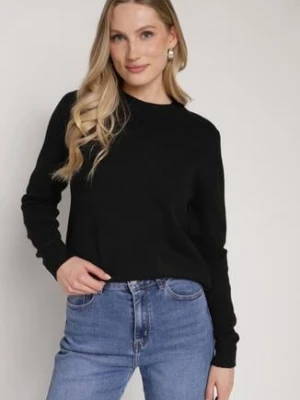 Czarny Casualowy Sweter z Wełną i Bawełną Nedalla