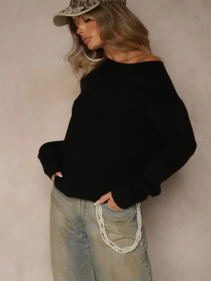 Czarny Casualowy Sweter z Wełną i Wiskozą Lussare Tandem