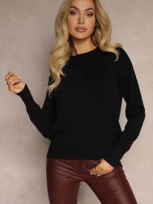 Czarny Casualowy Sweter z Wiskozą i Modalem ze Ściągaczami Riviti newstar