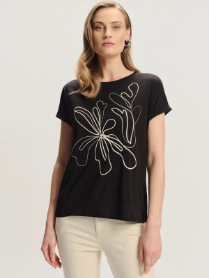 Czarny casualowy top z nadrukiem Greenpoint