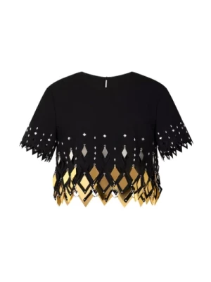 Czarny Crop Top Paco Rabanne