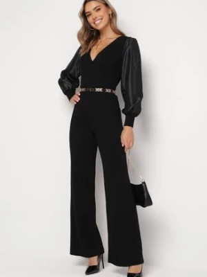 Czarny Długi Kombinezon z Luźnym Rękawem i Paskiem Dolcet elsa.m by may