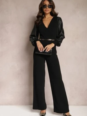 Czarny Długi Kombinezon z Paskiem i Bufiastym Rękawem Stellari elsa.m by may