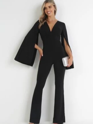 Czarny Długi Kombinezon z Szerokimi Rękawami i Odkrytymi Plecami Dasima allyson