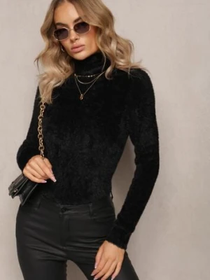 Czarny Dopasowany Golf z Wełną i Ściągaczami Pacienche j&x