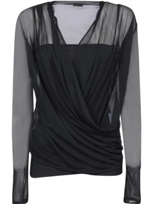 Czarny Drapowany Sweter z Dekoltem w Serek Givenchy