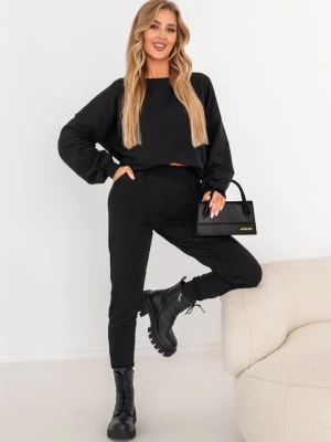 Zdjęcie produktu Czarny dwuczęściowy komplet bluza + spodnie Marteena - czarny Pakuten