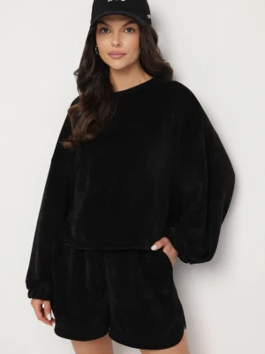 Czarny Dzianinowy Komplet Bluza i Szorty Novanisa Jumelle