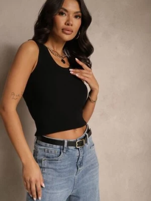 Czarny Dzianinowy Top z Wiskozą i Modalem Sanaliena by swan