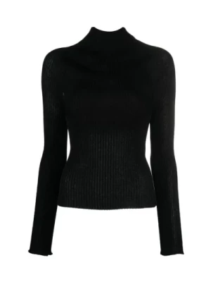 Czarny Emma Drape Long Sleeve Top A. Roege Hove