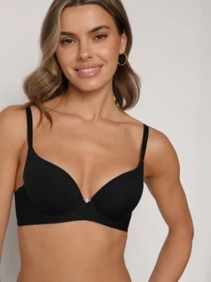 Czarny Gładki Biustonosz Push-up Halilura love magnolia