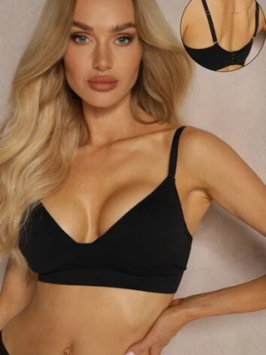 Czarny Gładki Biustonosz Sportowy z Regulacją Ramiączek Irissaia