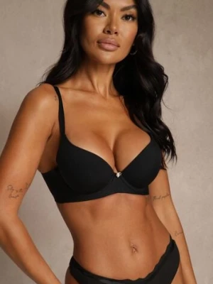 Czarny Gładki Biustonosz z Efektem Push-up Theisithea