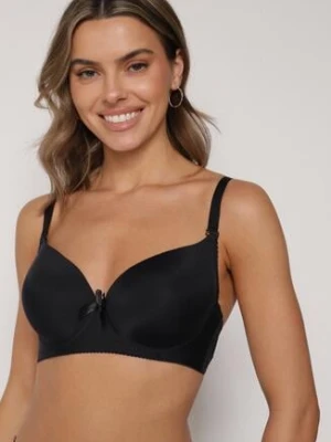 Czarny Gładki Biustonosz Zdobiony Kokardką Ocerien han