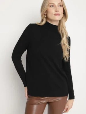 Czarny Gładki Sweter z Półgolfem w Stylu Casual Unallia glo-story