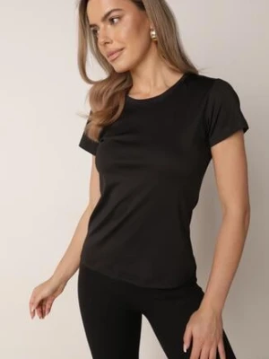Czarny Gładki T-shirt o Klasycznym Kroju Lycoris glo-story