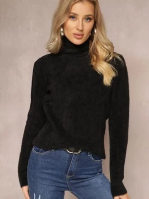 Czarny Golf Wełniany Długi Lezura j&x