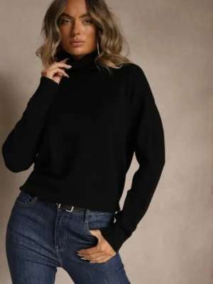 Czarny Golf z Dodatkiem Kaszmiru z Przeszyciami po Bokach Avenella tandem