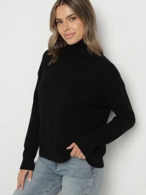 Czarny Golf z Domieszką Kaszmiru Ozdobiony Przeszyciami Avonella tandem