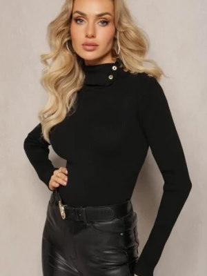 Czarny Golf z Prążkowanej Dzianiny z Nitami Itagi elsa.m by may