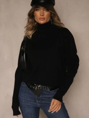 Czarny Golf z Wełną i Wiskozą Olmeze tandem