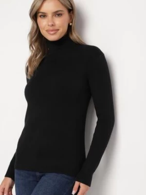 Czarny Golf z Wełną o Klasycznym Fasonie Zozilya j&x