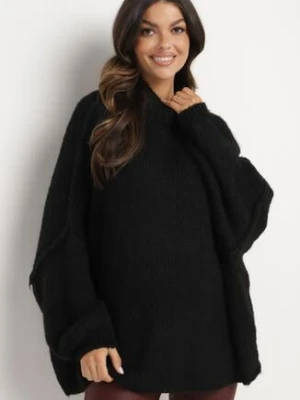 Czarny Golf z Wełną o Kroju Oversize Avalentirae