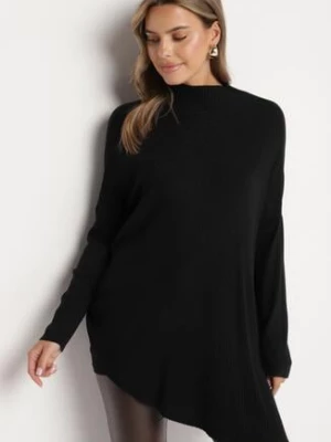 Czarny Golf z Wiskozą o Asymetrycznym Kroju i Nietoperzowych Rękawach Reandriael m&d fashion