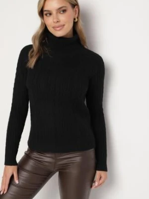 Czarny Golf z Wiskozą w Klasycznym Stylu Ozdobiony Tłoczeniem Senaille metro five