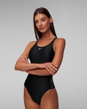 Czarny Jednoczęściowy Strój Kąpielowy Damski Nike Swim Nike Fusion Logo Tape Fastback