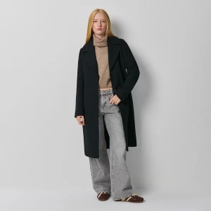 Czarny jednorzędowy płaszcz z domieszką wełny House