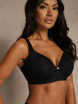 Czarny Klasyczny Biustonosz o Gładkiej Fakturze Adriaros love magnolia