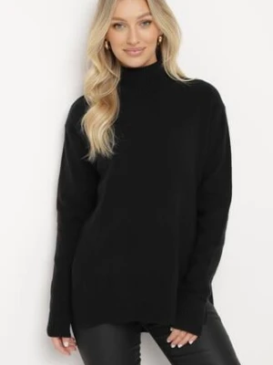 Czarny Klasyczny Golf o Asymetrycznym Kroju z Dłuższym Tyłem Viattira miss poem