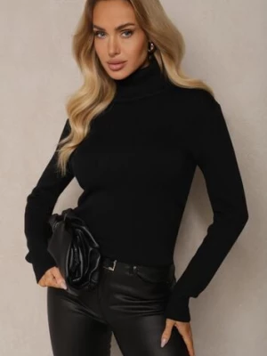 Czarny Klasyczny Golf z Domieszką Wełny Zoziona j&x