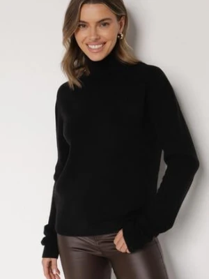 Czarny Klasyczny Golf z Wiskozą i Wełną Salentie tandem