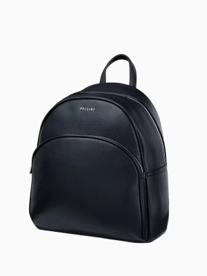 Czarny klasyczny plecak damski z groszkowej skóry ekologicznej Puccini