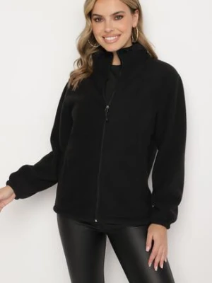 Czarny Klasyczny Polar ze Ściągaczami przy Rękawach Paradi