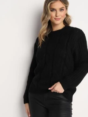 Czarny Klasyczny Sweter z Modnym Splotem Viloma ambitionfly