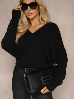 Czarny Klasyczny Sweter z Wiskozą i Kaszmirem Marirra tandem